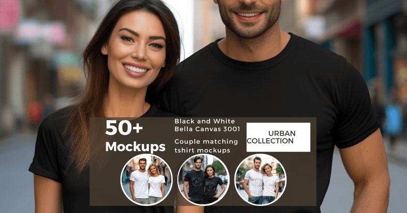 Bella Canvas Mockup - Couples T-Shirts Bundle (by AestheticByNathalie)