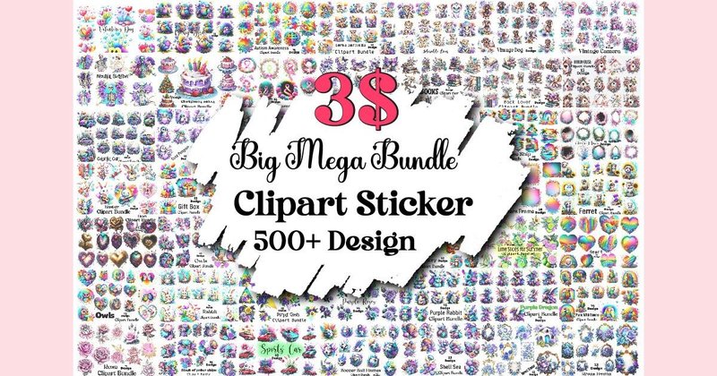 Big Mega Clipart Sticker PNG Bundle