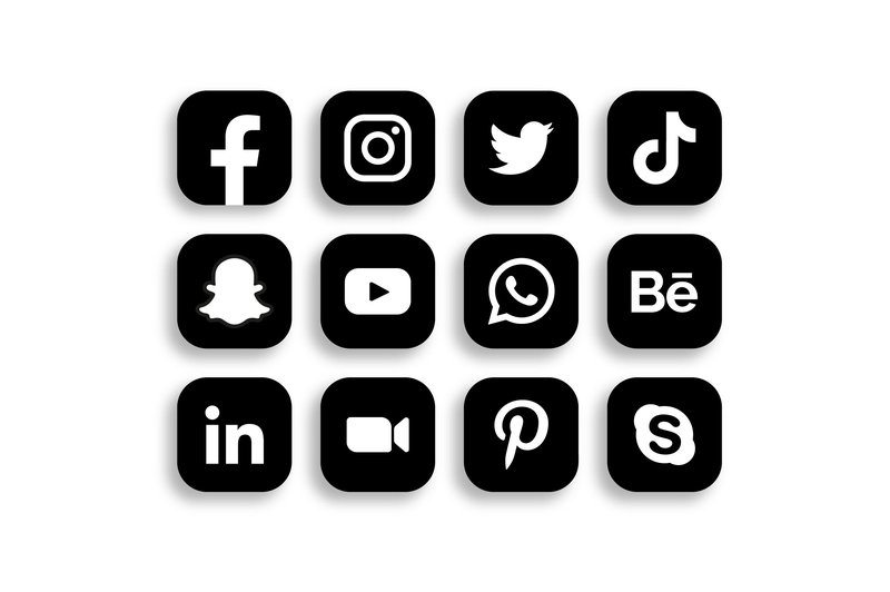 Black and White Social Media Icons (by SublyCraft)