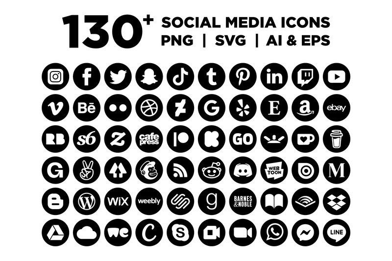 Black Circle Social Media Icons Set (by Running With Foxes)