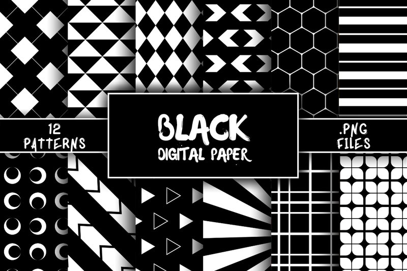 Black Pattern Digital Paper (by atlasart)