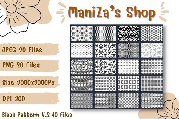 Black Pattern V.2 40 Files (by ManiZa's Shop)