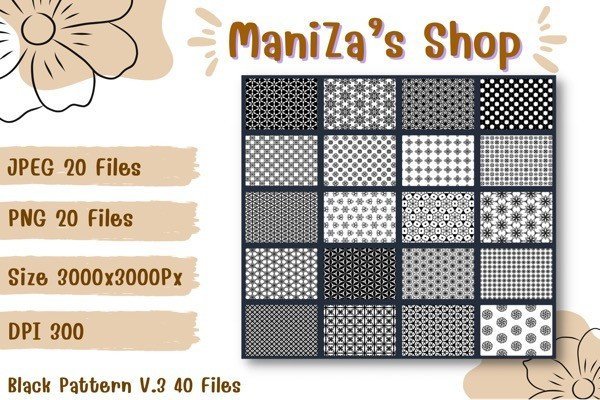 Black Pattern V.3 40 Files (by ManiZa's Shop)