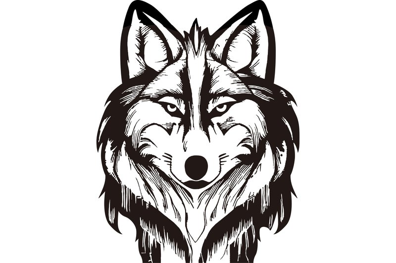 Blcak Wolf Head Line Art Tattoo Vector (by Arief Sapta Adjie II)
