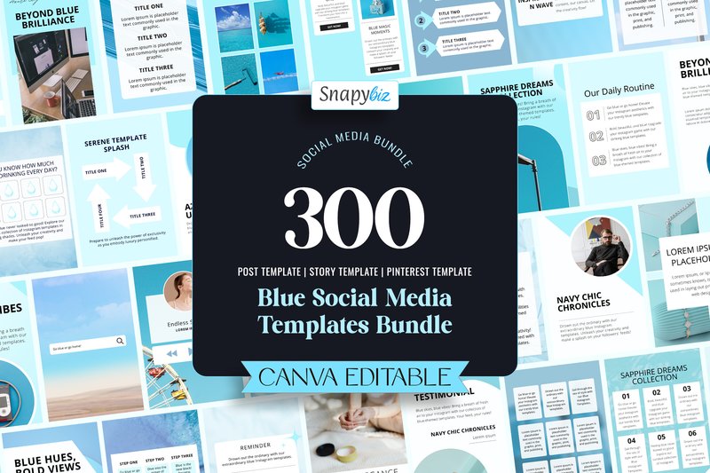 Blue Social Media Templates Bundle (by SnapyBiz)