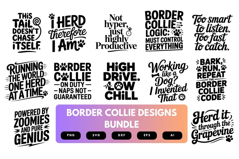 Border Collie SVG Bundle (by merchrollinfo)