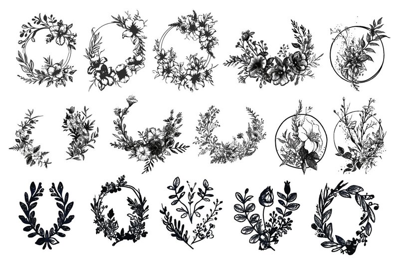 Botanical Floral Boho Line Art Frame Png (by pixeness)