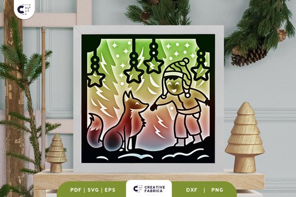 Boy with Winter Animal 3D Shadow Box (by Creative Fabrica Crafts)