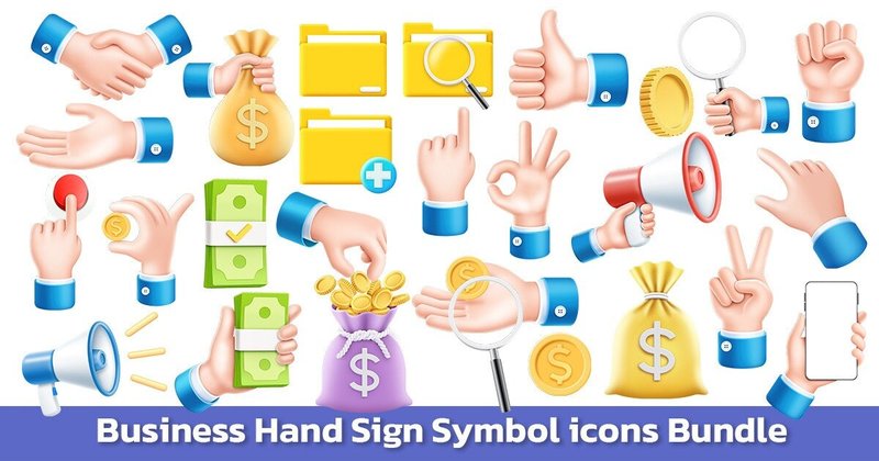 Business Hand Sign Symbol Icons Bundle (by Doo Design Studio)