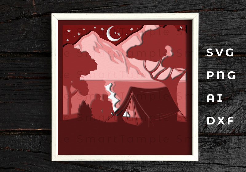Camping Shadow Box Svg, Adventure Svg (by SmartTemple)