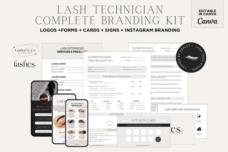 Canva Lash Technician Branding Kit (by StudioEburnean)