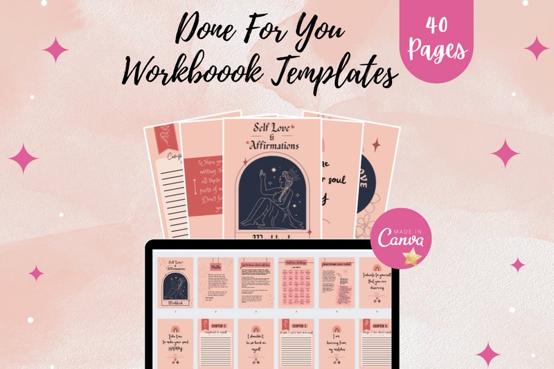 Canva Self Love & Affirmations Workbook (by bellaROSEworkshop)