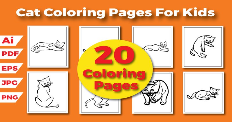 Cat Coloring Pages for Kids Bundle (by COLORART)