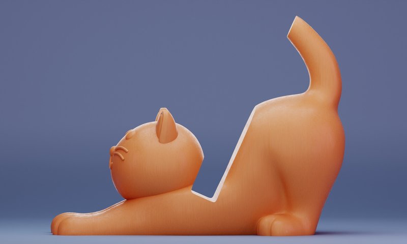 Cat Smartphone Holder 3D Print Mode (by Kentung3D)