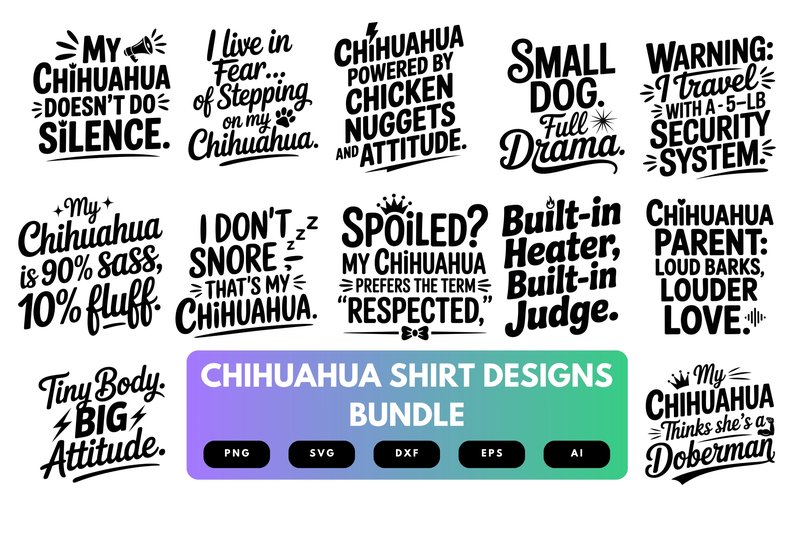Chihuahua SVG Bundle (by merchrollinfo)