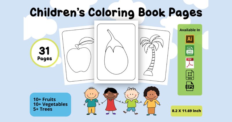 Children's Coloring Book Pages Bundle (by SNdesign)