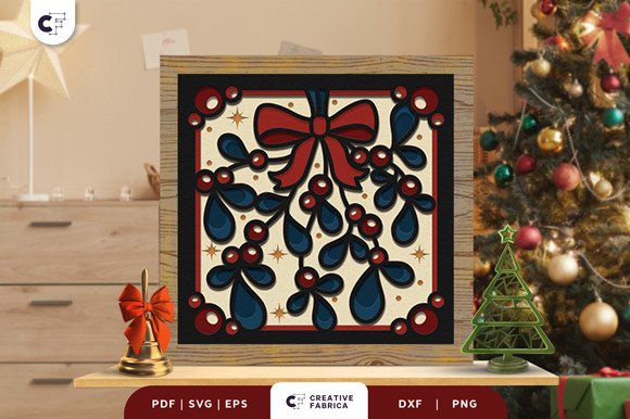 Christmas Bauble Mistletoe 3D Shadow Box (by 3D SVG Crafts)