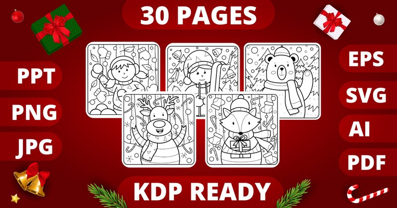Christmas Coloring Pages for Kids Bundle (by MikeToon Studio)