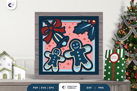 Christmas Gingerbread 3D Shadow Box (by 3D SVG Crafts)
