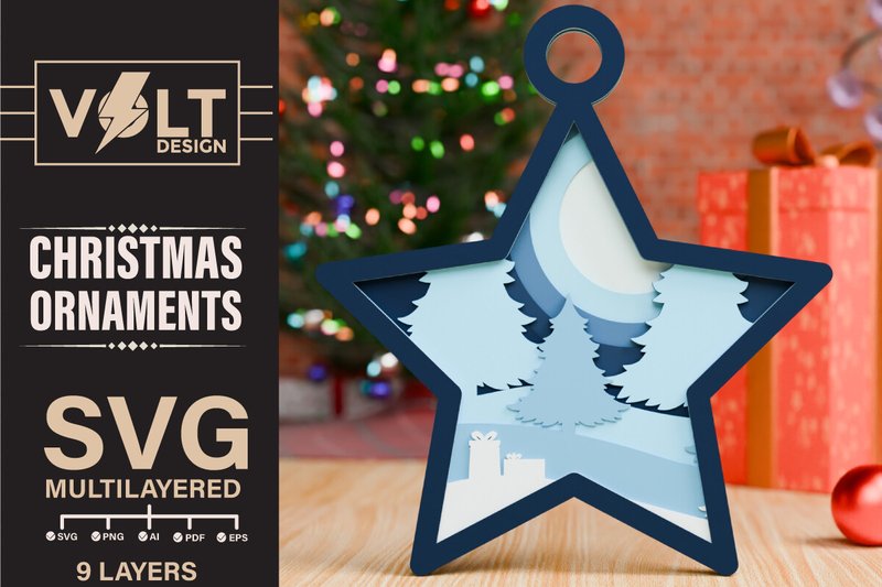 Christmas Home Decor Paper Craft 3d SVG (by VOLT_DESIGN)