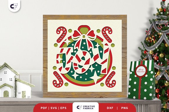 Christmas Joy Sign 3D Shadow Box SVG (by 3D SVG Crafts)