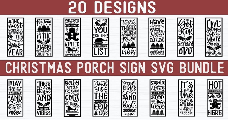 Christmas Porch Sign SVG Bundle (by akazaddesign)