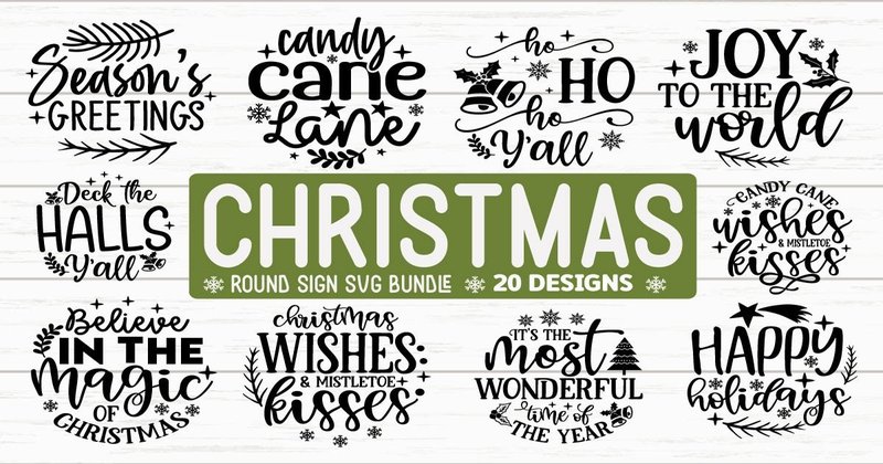 Christmas Round Sign SVG Bundle (by akazaddesign)