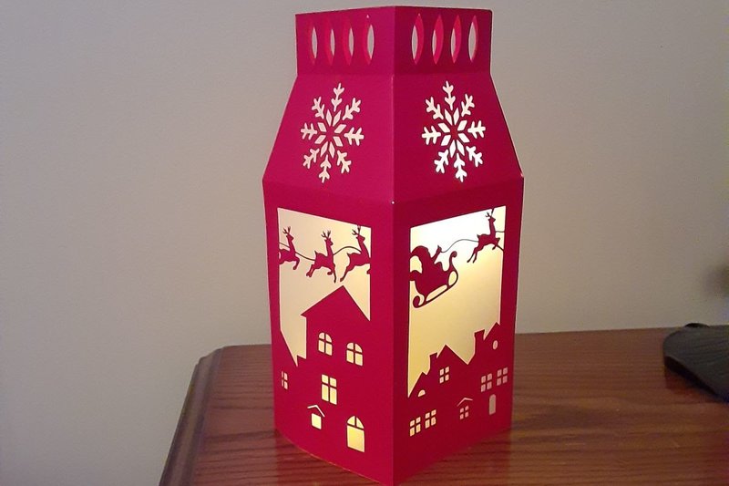 Christmas Village and Santa's Sleigh Lantern (by 3D SVG Crafts)