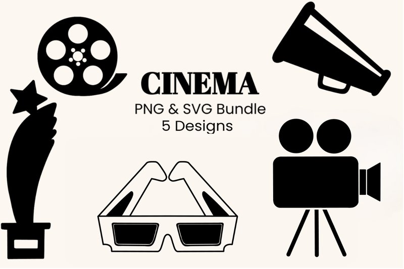 Cinema Icons Silhouette Bundle (by EasyPeasy SVGs)