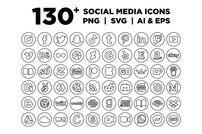 Circle Minimalist Outline Social Icons (by Running With Foxes)