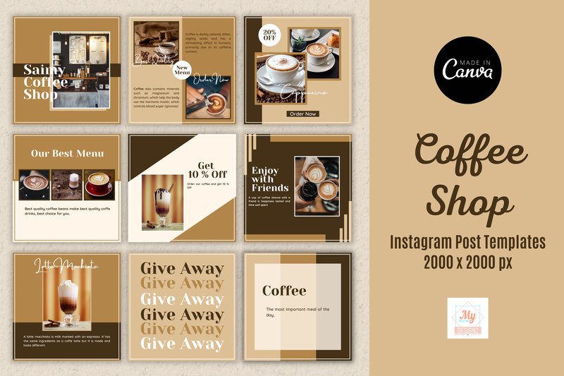 Coffee Shop Instagram Post Templates (by Mycreativee)