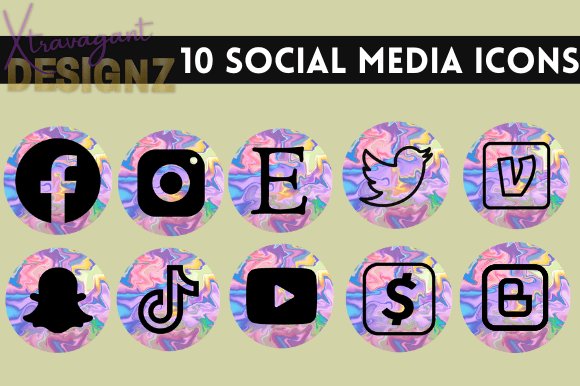Colorful Marble Social Media Icons Kit (by XtravagantDesignz)