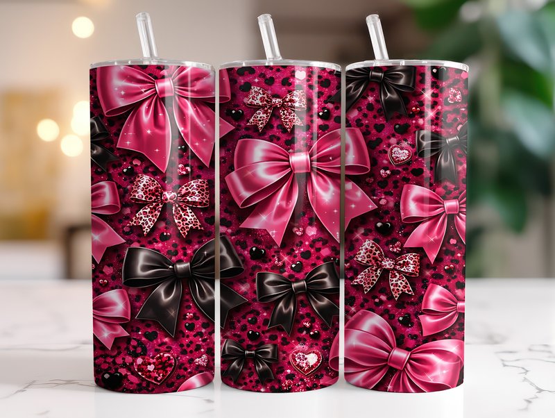 Coquette Pink Bow Valentine Tumbler Wrap (by RahatKDP)