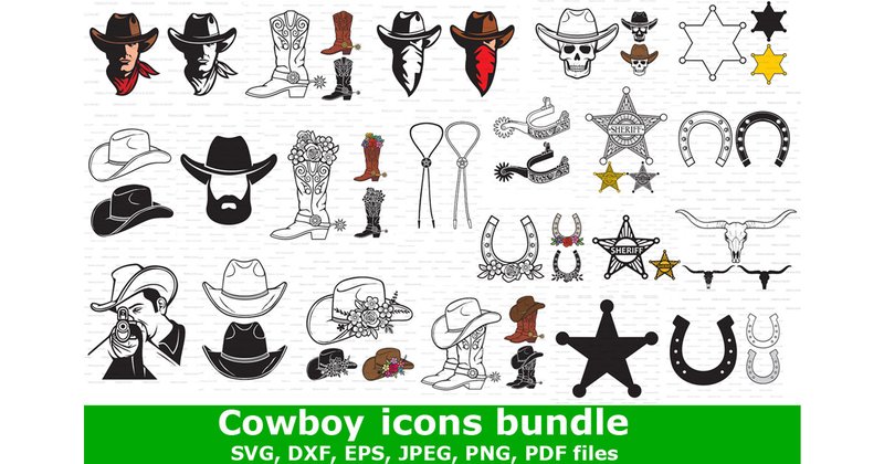 Cowboy Icons Bundle (by TribaliumArt)