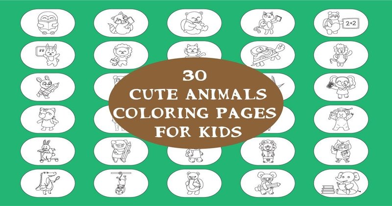 Cute Animals Coloring Pages for Kids Bundle (by Sarita_Kidobolt)