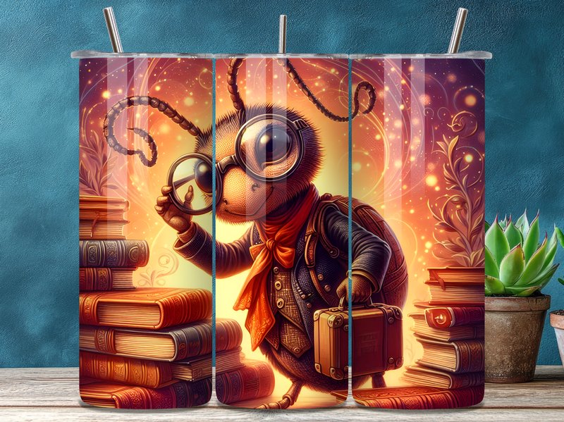 Cute Ant Detective Librarian Tumbler PNG (by ROSE CREATION)