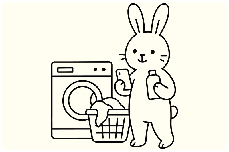 Cute Bunny Doing Laundry (by muhammadimu2322)