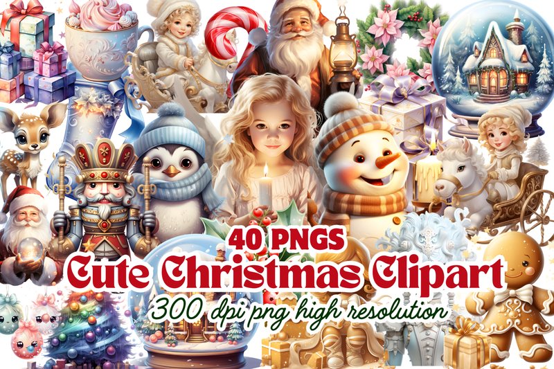 Cute Christmas Clipart Bundle (by Styled Mockup Studio)