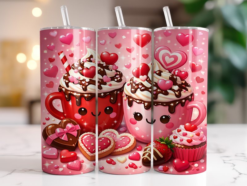 Cute Coffee Lover Valentine Tumbler Wrap (by RahatKDP)