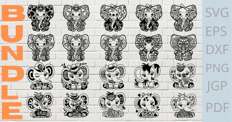 Cute Elephant SVG Bundle (by Cnxsvg)