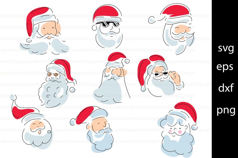 Cute Santa Clause Face Doodle Style Art (by ElementDesignAndArt)