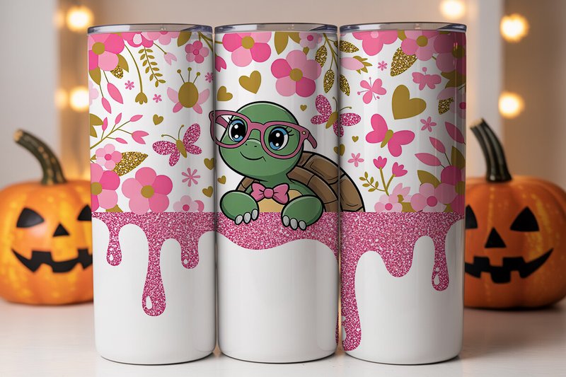 Cute Turtle Valentine's Tumbler Wrap (by Marino)
