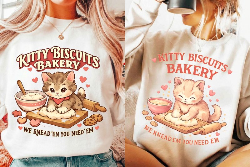 Cute Vintage Bakery Cat Illustration PNG (by designfly)