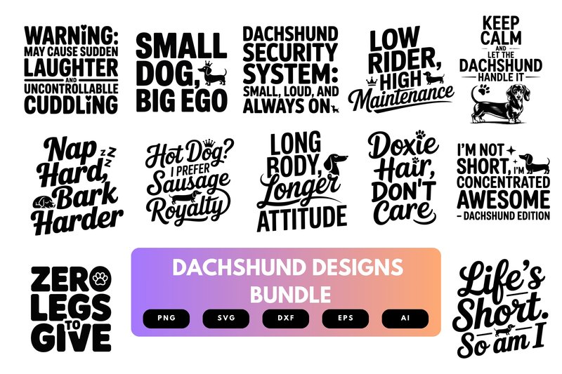 Dachshund SVG Bundle (by merchrollinfo)