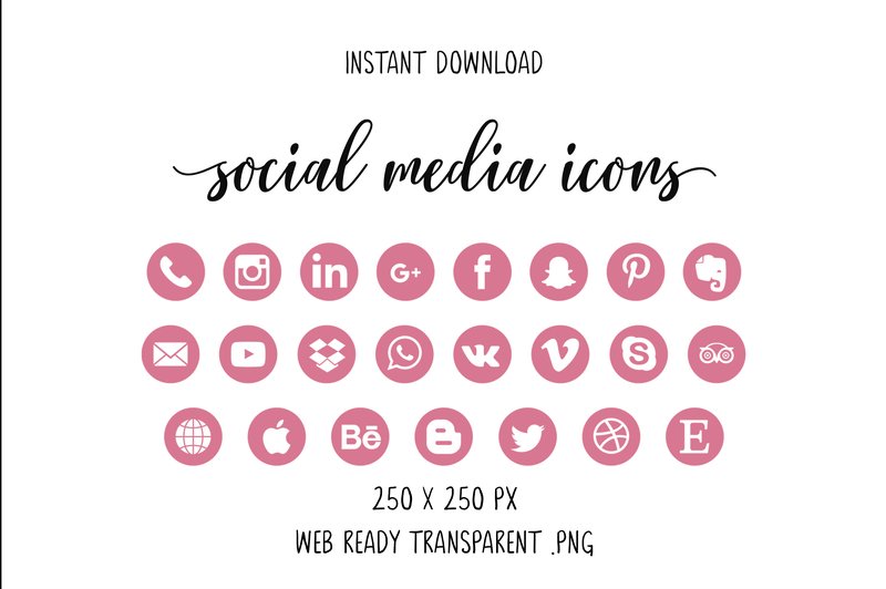 Dark Pink Social Media Icons (by The Branding Place)