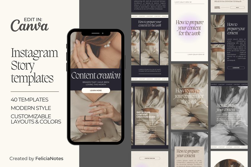 Dark Theme Instagram Story Template (by Felicia Notes)