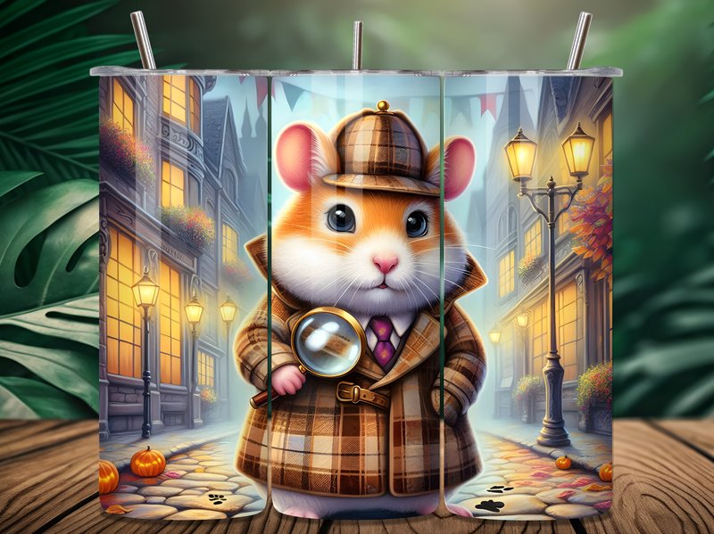 Detective Hamster in City Tumbler Wrap (by ROSE CREATION)