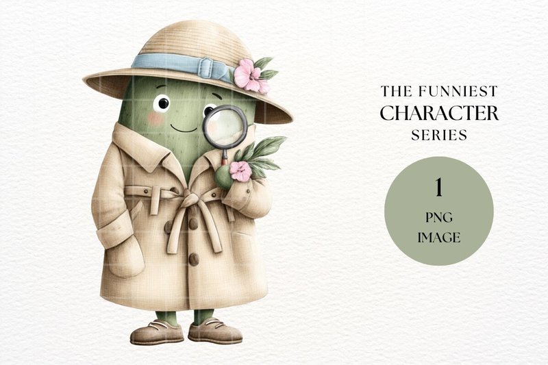 Detective Pickle Clipart PNG (by Ikota Design)