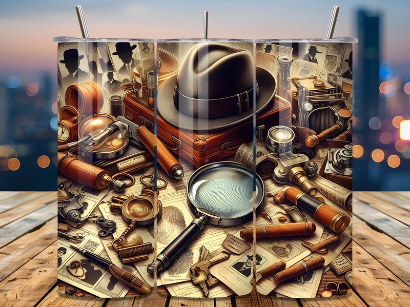 Detective Vintage Spy Tools Tumbler Wrap (by ROSE CREATION)