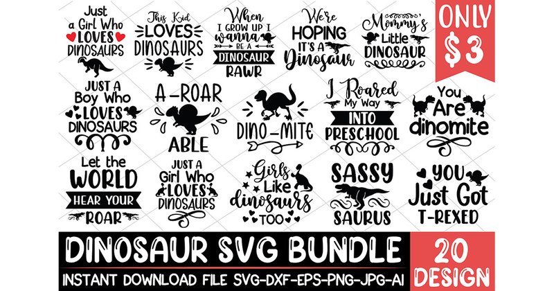 Dinosaur SVG Bundle (by crafthome)